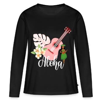 Aloha - T-shirt manches longues Premium bio Femme - noir - Devant - Julia (174cm)