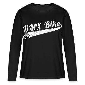 BMX Slogan - T-shirt manches longues Premium bio Femme - noir - Devant - Julia (174cm)