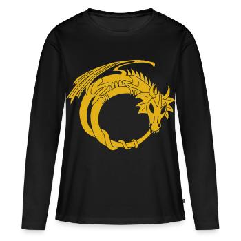 L'anneau du dragon d'or - T-shirt manches longues Premium bio Femme - noir - Devant - Julia (174cm)