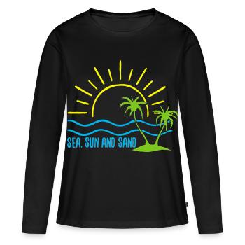 Meer, Sonne und Sand - Frauen Premium Bio Langarmshirt - Schwarz - Vorne - Julia (174cm)