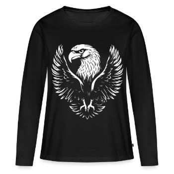 Tête d’aigle avec de larges ailes - T-shirt manches longues Premium bio Femme - noir - Devant - Julia (174cm)