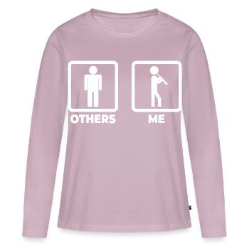 Figure de bâton de clarinette - T-shirt manches longues Premium bio Femme - rose poudré - Devant - Julia (174cm)