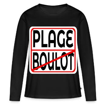 Début des vacances BOULOT PLAGE - T-shirt manches longues Premium bio Femme - noir - Devant - Julia (174cm)
