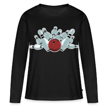 Bowling Strike - Frauen Premium Bio Langarmshirt - Schwarz - Vorne - Julia (174cm)