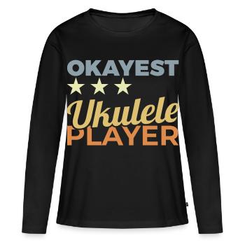Ukuléléliste moyen - T-shirt manches longues Premium bio Femme - noir - Devant - Julia (174cm)