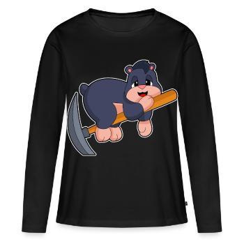 Minage de pioche de mineur taupe - T-shirt manches longues Premium bio Femme - noir - Devant - Julia (174cm)