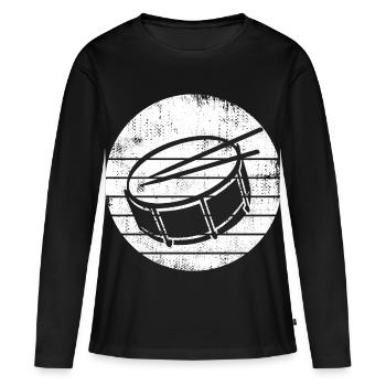 Dessin de caisse claire - T-shirt manches longues Premium bio Femme - noir - Devant - Julia (174cm)