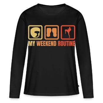 Week-end Kickboxer - T-shirt manches longues Premium bio Femme - noir - Devant - Julia (174cm)