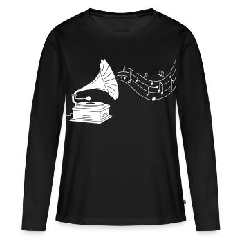 gramophone blanc et musique - T-shirt manches longues Premium bio Femme - noir - Devant - Julia (174cm)