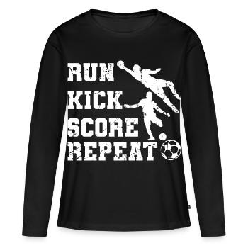 Exécuter la répétition du score de coup de pied - T-shirt manches longues Premium bio Femme - noir - Devant - Julia (174cm)