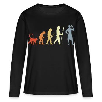 Evolution Eiscreme Liebhaber - Frauen Premium Bio Langarmshirt - Schwarz - Vorne - Julia (174cm)