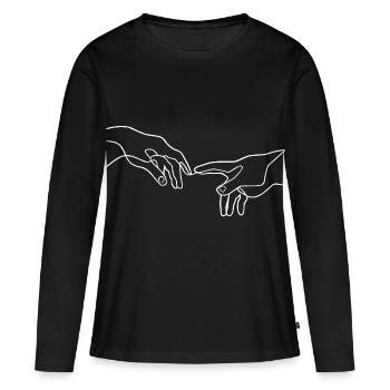 La création des mains d’Adam - T-shirt manches longues Premium bio Femme - noir - Devant - Julia (174cm)