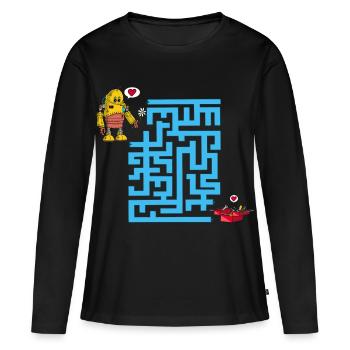 Le labyrinthe des amoureux - T-shirt manches longues Premium bio Femme - noir - Devant - Julia (174cm)