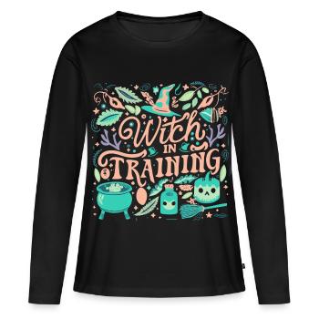 Witch in Training - Frauen Premium Bio Langarmshirt - Schwarz - Vorne - Julia (174cm)