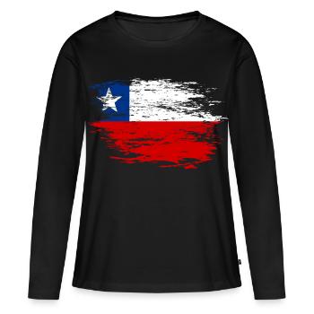 Drapeau chilien utilisé - T-shirt manches longues Premium bio Femme - noir - Devant - Julia (174cm)