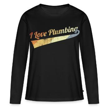 J’adore la plomberie - T-shirt manches longues Premium bio Femme - noir - Devant - Julia (174cm)