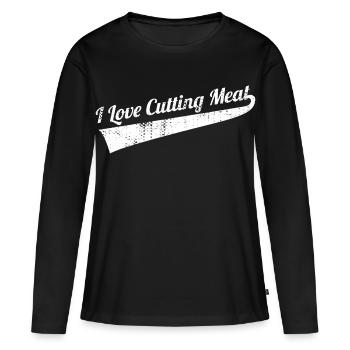 Découpe de viande - T-shirt manches longues Premium bio Femme - noir - Devant - Julia (174cm)