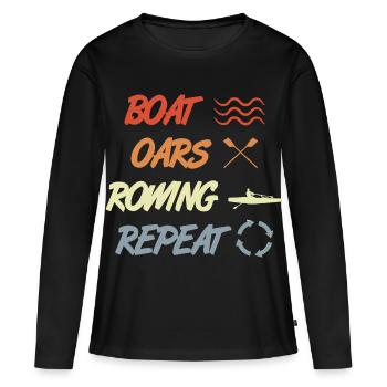 Bateau Rames Aviron Répéter - T-shirt manches longues Premium bio Femme - noir - Devant - Julia (174cm)