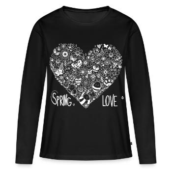 spring love - Frauen Premium Bio Langarmshirt - Schwarz - Vorne - Julia (174cm)