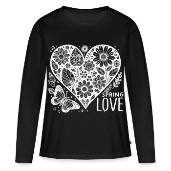 spring love - Frauen Premium Bio Langarmshirt - Schwarz - Vorne - Julia (174cm)