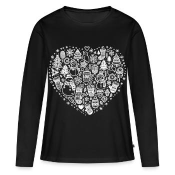 Hiver - Neige - Hiver Amour - Saison froide - T-shirt manches longues Premium bio Femme - noir - Devant - Julia (174cm)