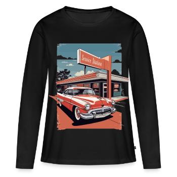 Classic Cars 1950 - Women's Premium Organic Long Sleeve Shirt - black - Front - Julia (174cm)