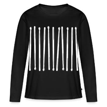 Motif vertical des baguettes de batterie - T-shirt manches longues Premium bio Femme - noir - Devant - Julia (174cm)