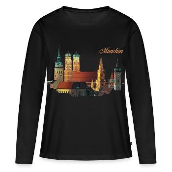 Munich - T-shirt manches longues Premium bio Femme - noir - Devant - Julia (174cm)