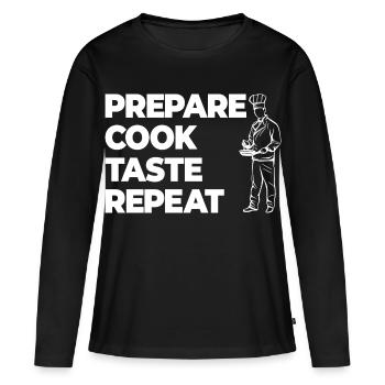 Prepare, Cook, Taste - Women's Premium Organic Long Sleeve Shirt - black - Front - Julia (174cm)