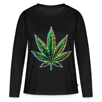 Problème de cannabis - T-shirt manches longues Premium bio Femme - noir - Devant - Julia (174cm)