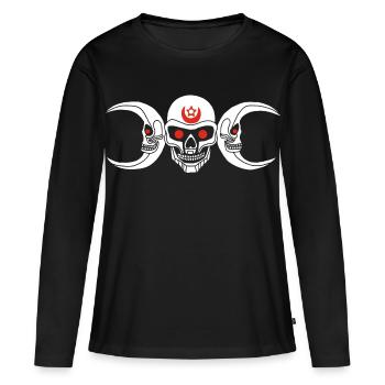 Crâne lunatique blanc - T-shirt manches longues Premium bio Femme - noir - Devant - Julia (174cm)