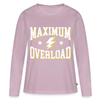 Surcharge maximale Imprimé rétro audacieux - T-shirt manches longues Premium bio Femme - rose poudré - Devant - Julia (174cm)