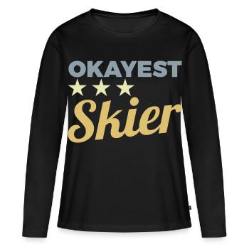 Skieur moyen - T-shirt manches longues Premium bio Femme - noir - Devant - Julia (174cm)