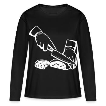 Croquis de découpe de viande - T-shirt manches longues Premium bio Femme - noir - Devant - Julia (174cm)