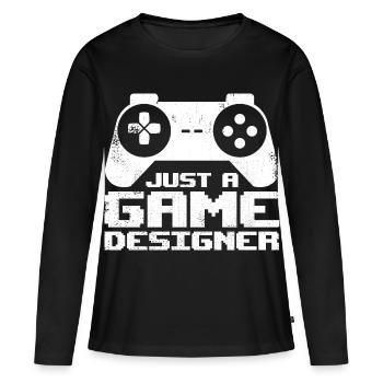Concepteur de jeux - T-shirt manches longues Premium bio Femme - noir - Devant - Julia (174cm)