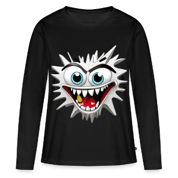 Tête de Monstre Effrayant et Délirant - T-shirt manches longues Premium bio Femme - noir - Devant - Julia (174cm)