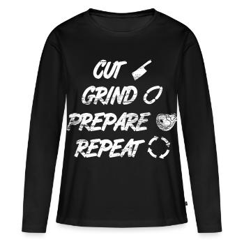 Cutting, grinding, preparing - Women's Premium Organic Long Sleeve Shirt - black - Front - Julia (174cm)