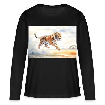 Tiger en action - T-shirt manches longues Premium bio Femme - noir - Devant - Julia (174cm)
