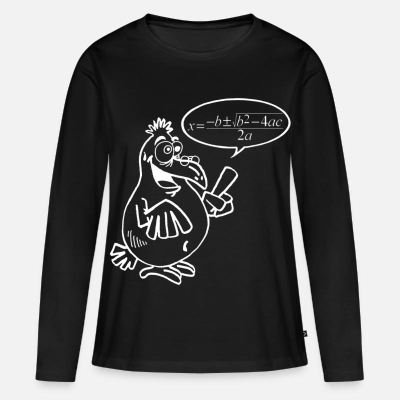 Weißer Schlauer Vogel - Frauen Premium Bio Langarmshirt - Schwarz