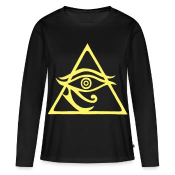 La pyramide du dieu Horus - T-shirt manches longues Premium bio Femme - noir - Devant - Julia (174cm)