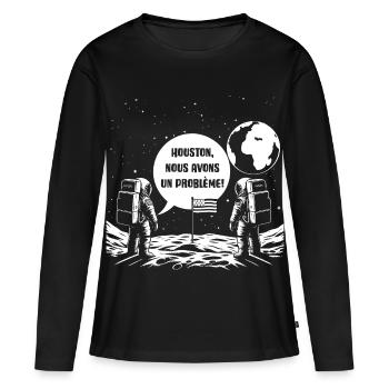 Houston, Nous avons un problème! - T-shirt manches longues Premium bio Femme - noir - Devant - Julia (174cm)