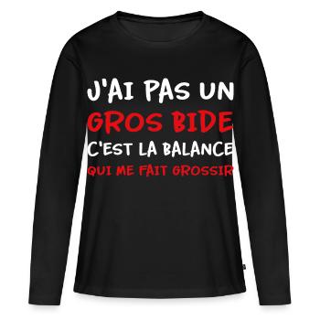 J’ai pas un gros bide la balance qui fait grossir - T-shirt manches longues Premium bio Femme - noir - Devant - Julia (174cm)