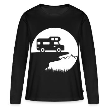Vanlife Adventure : un design de camping-car élégant - T-shirt manches longues Premium bio Femme - noir - Devant - Julia (174cm)