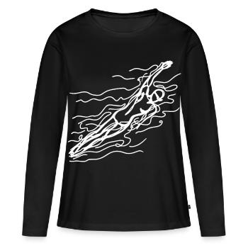 Croquis de nageur de compétition - T-shirt manches longues Premium bio Femme - noir - Devant - Julia (174cm)