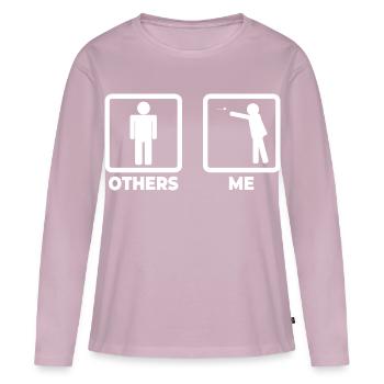 Figurine bâton de joueur de fléchettes - T-shirt manches longues Premium bio Femme - rose poudré - Devant - Julia (174cm)