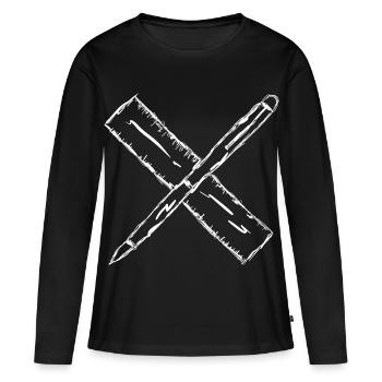 Sketch with pen and ruler - Women's Premium Organic Long Sleeve Shirt - black - Front - Julia (174cm)