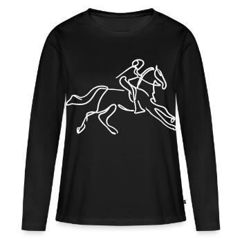 Dessin d’équitation - T-shirt manches longues Premium bio Femme - noir - Devant - Julia (174cm)