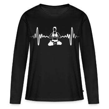 Cardiogramme Yogi - T-shirt manches longues Premium bio Femme - noir - Devant - Julia (174cm)