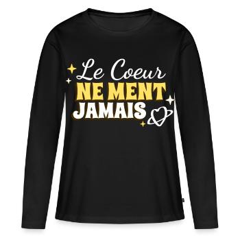 Le coeur ne ment jamais - T-shirt manches longues Premium bio Femme - noir - Devant - Julia (174cm)