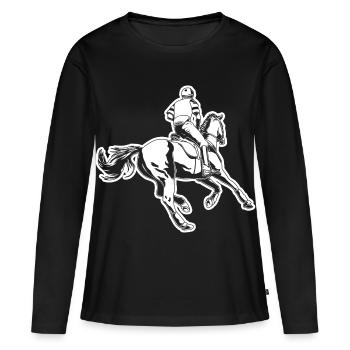 Cavalier - T-shirt manches longues Premium bio Femme - noir - Devant - Julia (174cm)